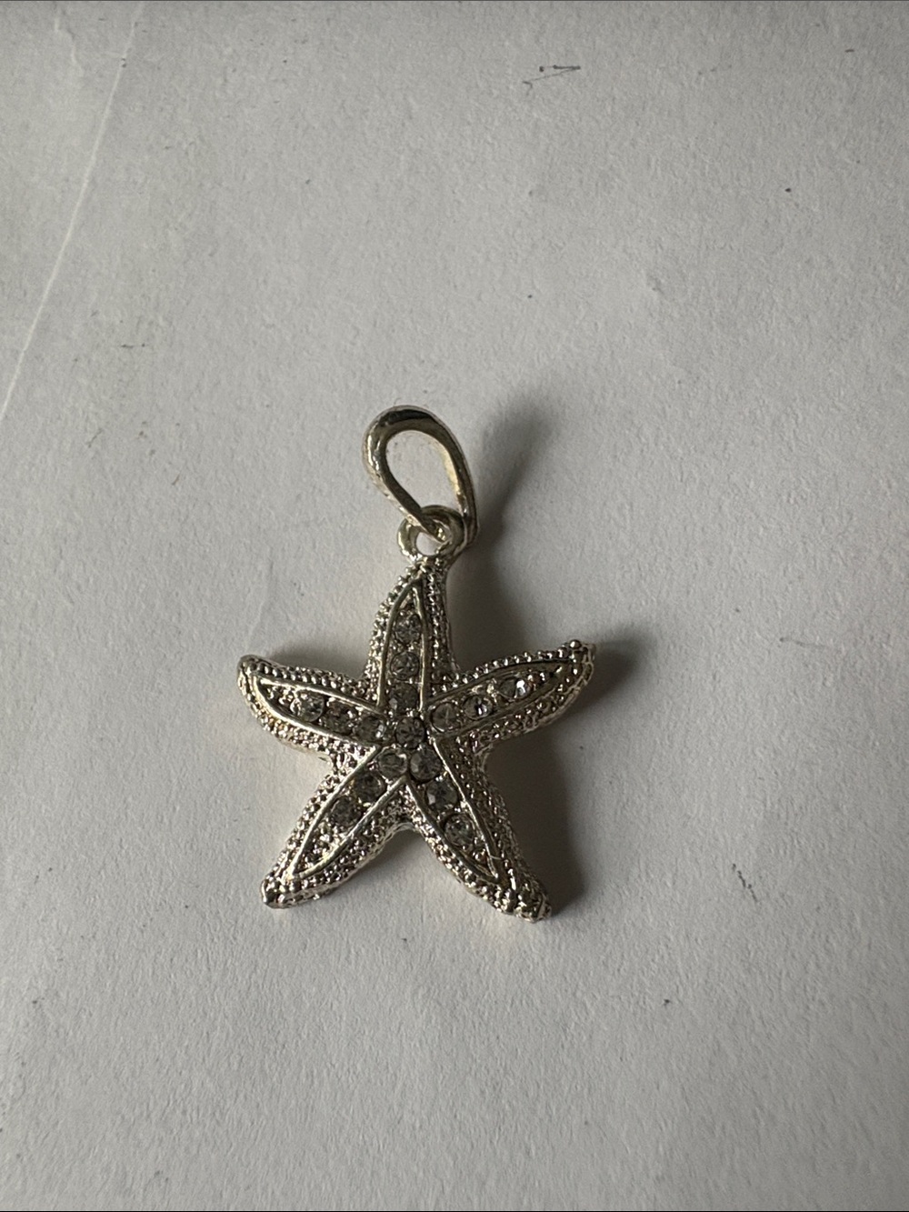 Sterling Starfish Pendant Charm with Crystal Accents 925
